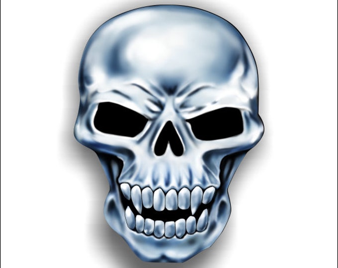 Chrome Vampire Skull Sticker for car truck laptop or any smooth surface