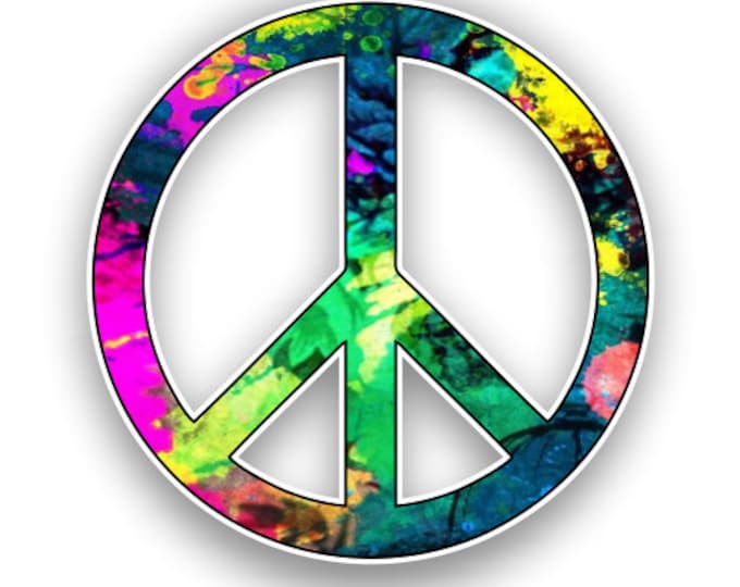 Peace Sign Hot Pink and Green Tie Dye Sticker Car Motorcycle Bicycle Skateboard Laptop Luggage Decals Bumper Stickers Waterproof