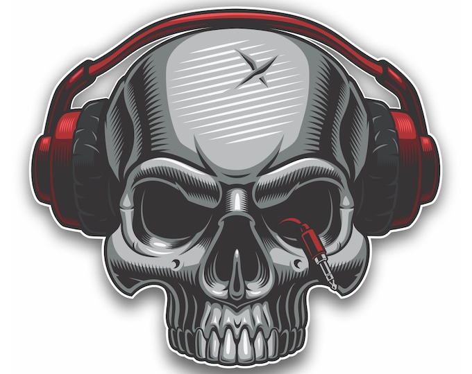 DJ Skull with Headphones Car Sticker Motorcycle Bicycle Skateboard Laptop Luggage Decals Bumper Stickers Waterproof