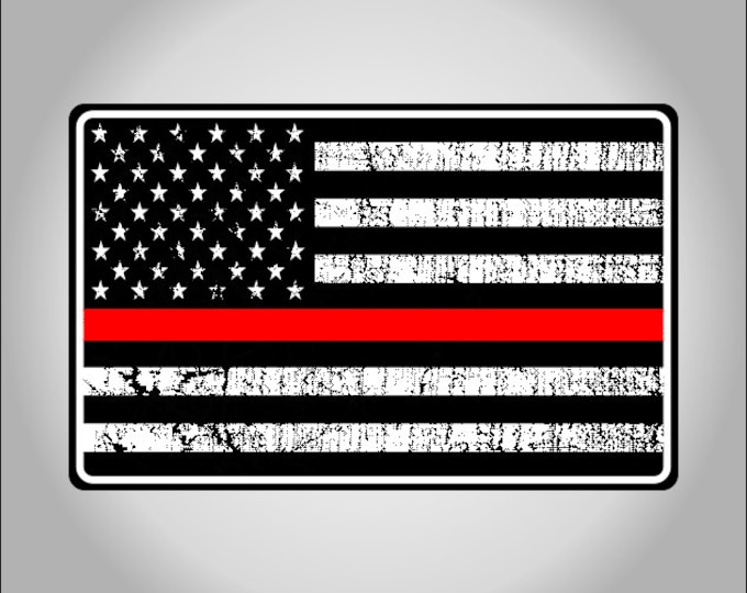 Fire Dept Support Red Line American Flag Decal/Sticker **Free Shipping**