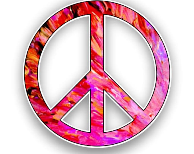 Peace Sign Red-Pink Tie Dye Print Sticker Car Motorcycle Bicycle Skateboard Laptop Luggage Decals Bumper Stickers Waterproof