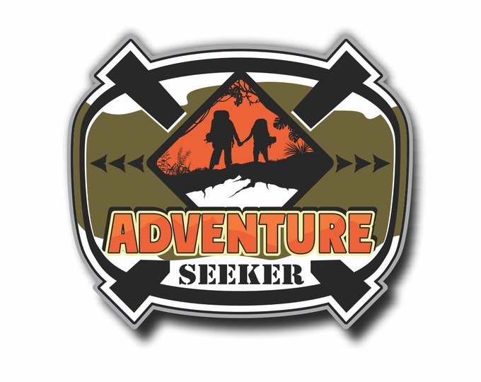 Adventure Seeker RV Camper Mountain Car Vinyl Sticker Decal Bumper Sticker for Auto Cars Trucks Windshield Windows Ipad Macbook Laptop