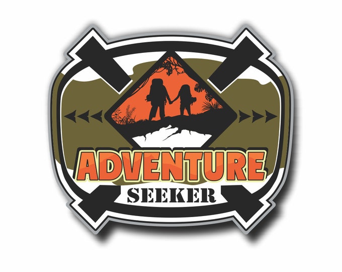 Adventure Seeker RV Camper Mountain Car Vinyl Sticker Decal Bumper Sticker for Auto Cars Trucks Windshield Windows Ipad Macbook Laptop