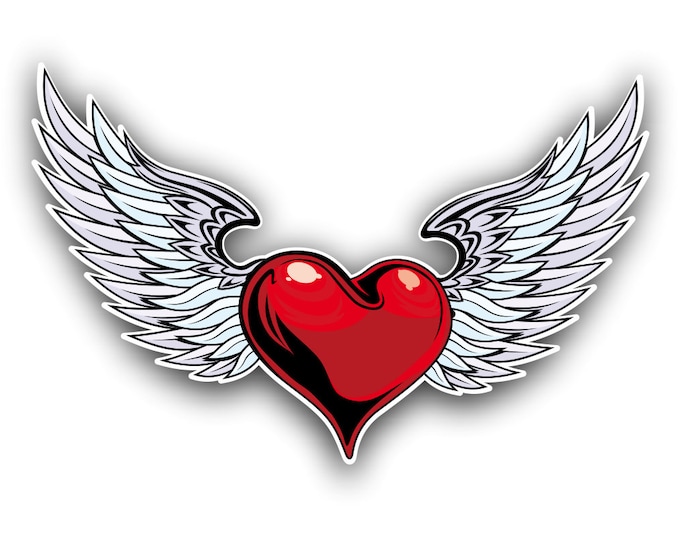 Heart and Angel Wings sticker / decal **Free Shipping**