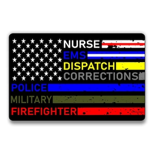 First Responders Thin Line USA Flag Decal American Flag Sticker Blue Green and Red stripe for cars trucks for honor and support