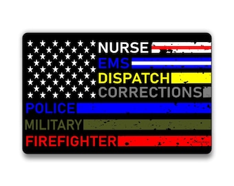 First Responders Thin Line USA Flag Decal American Flag Sticker Blue Green and Red stripe for cars trucks for honor and support