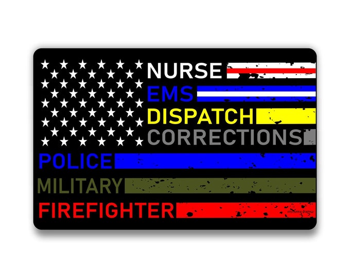 First Responders Thin Line USA Flag Decal American Flag Sticker Blue Green and Red stripe for cars trucks for honor and support