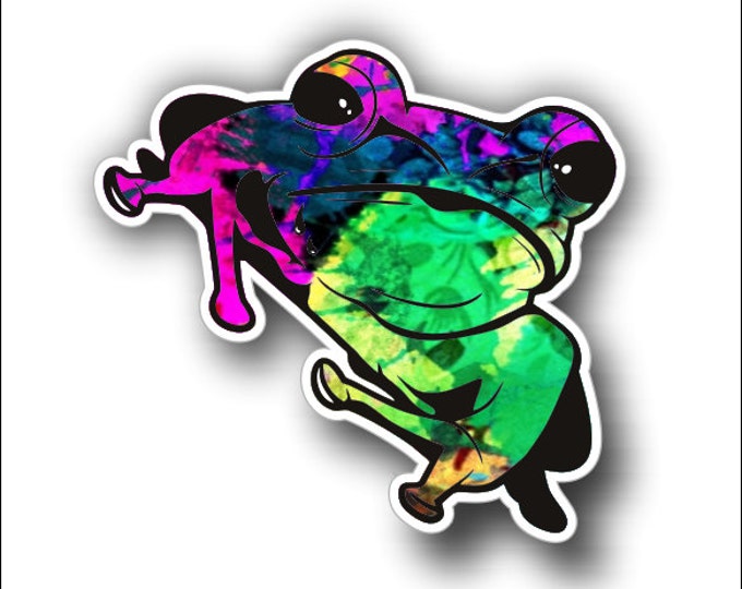 hot pink/green tree frog sticker / decal **Free Shipping**