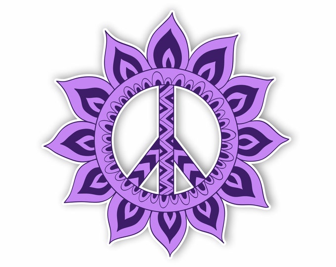 Purple Flower Peace Sign Sticker Car Motorcycle Bicycle Skateboard Laptop Luggage Decals Bumper Stickers Waterproof