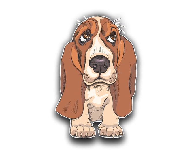 Basset Hound Sticker Decal Bumper Sticker for Auto Cars Trucks Windshield Windows Laptop RV Camper Kayak