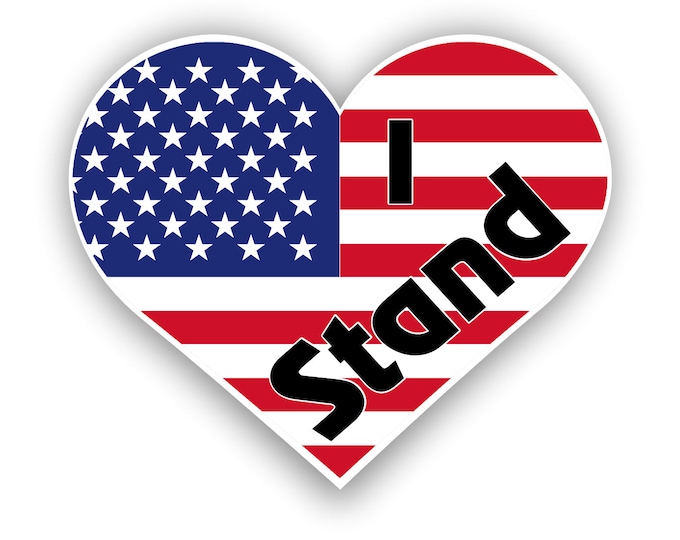 I Stand American Flag  sticker for laptop car decal and truck  5 inches x 4 inches   ***Free Shipping***