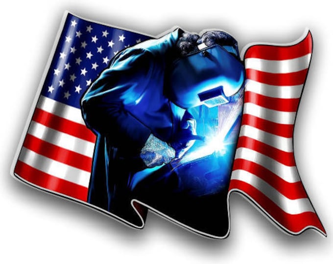 Welder American Flag sticker for car truck laptop or any smooth surface  ***Free Shipping***