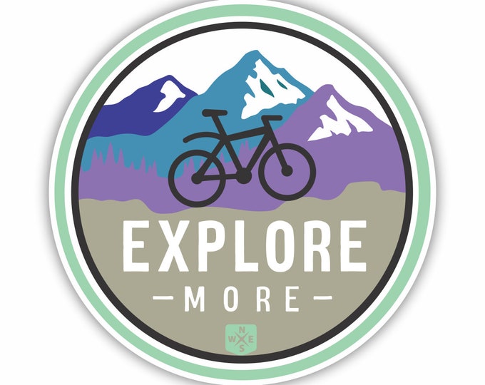 Explore More Mountain Bike Vinyl Sticker Decal Bumper Sticker for Auto Cars Trucks Windshield Windows Laptop RV Camper