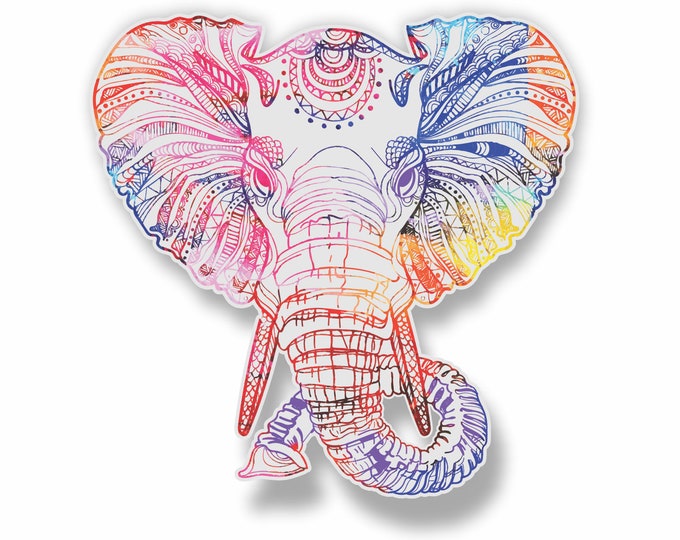 Elephant Head Watercolor Sticker Motorcycle Bicycle Skateboard Laptop Luggage Decals Bumper Stickers Waterproof