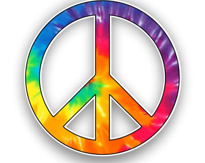 Peace Sign Rainbow Tie Dye Print Sticker Car Motorcycle Bicycle Skateboard Laptop Luggage Decals Bumper Stickers Waterproof