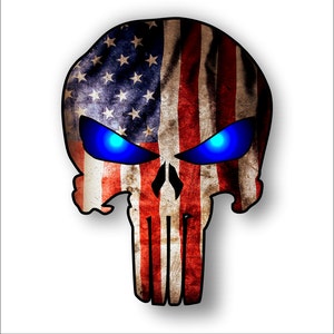 PUNISHER SKULL American Flag THIN BLUE LINE Vinyl Decal Sticker