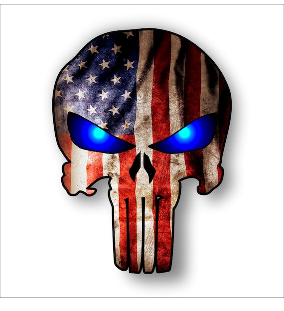 Blue eyed Punisher with American Flag sticker / decal **Free Shipping**