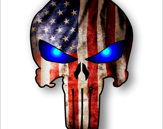 Blue eyed Punisher with American Flag  sticker / decal **Free Shipping**