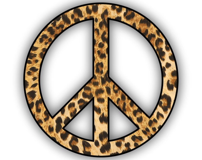 Peace Sign Leopard Print Sticker Car Motorcycle Bicycle Skateboard Laptop Luggage Decals Bumper Stickers Waterproof