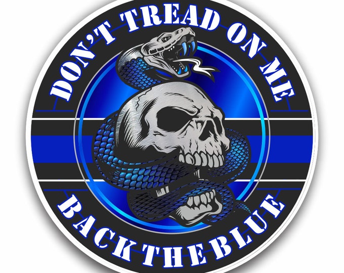 Don't Tread On Me Back the Blue Line Gadsden Flag Support Police Sticker for cars trucks for honor and Window Bumper 4 inch
