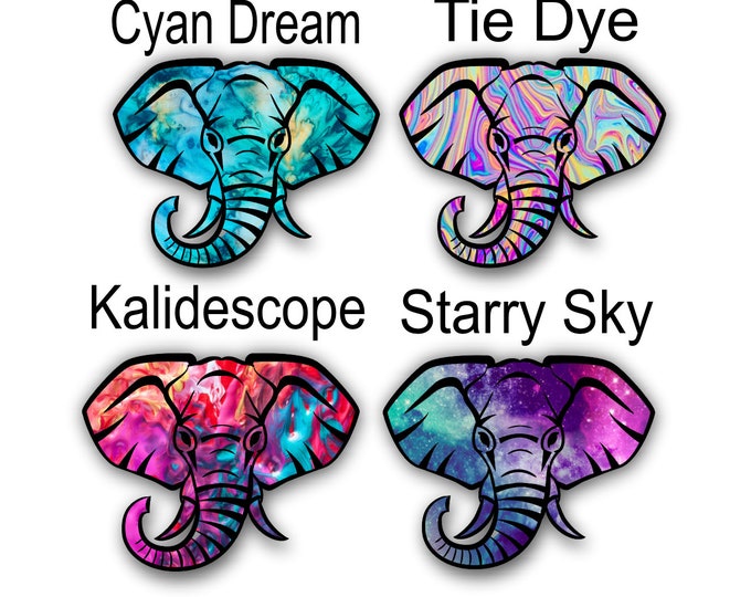 Elephant Sticker Tie Dye Pattern 4 inches