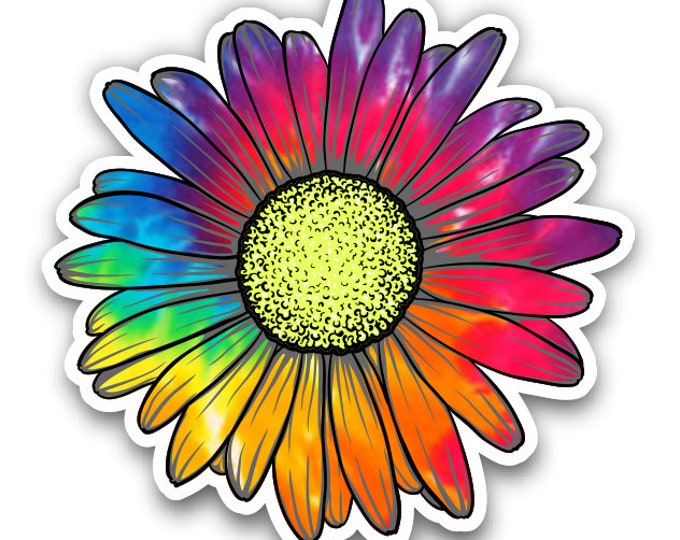 Daisy Flower Rainbow Tie Dye Sticker Car Motorcycle Bicycle Skateboard Laptop Luggage Decals Bumper Stickers Waterproof