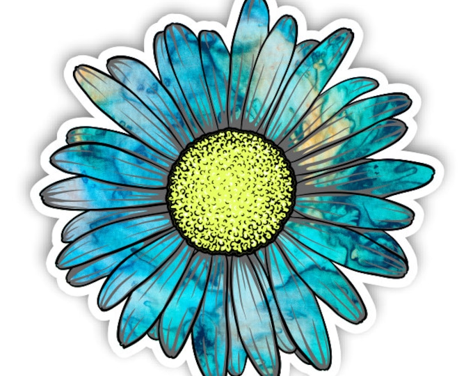 Daisy Flower Cyan Dream Tie Dye Sticker Car Motorcycle Bicycle Skateboard Laptop Luggage Decals Bumper Stickers Waterproof