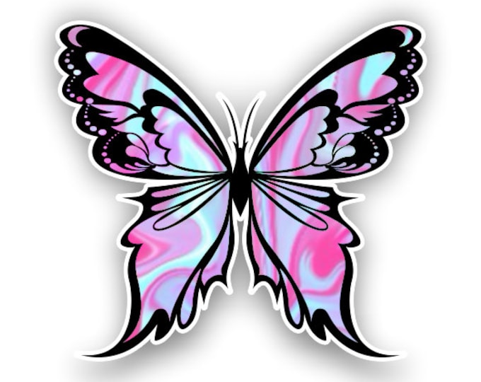 Light Blue-Pink Butterfly sticker / decal**Free Shipping**