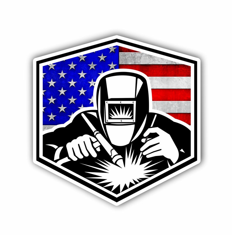 Welder American Flag Vinyl Decal StickerWelder Decals Stickers.