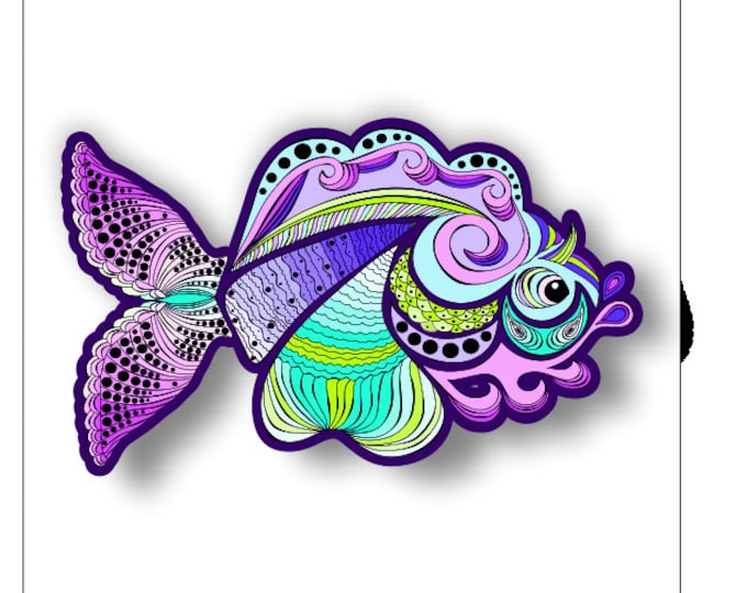 Fancy Purple Fish sticker / decal **Free Shipping**