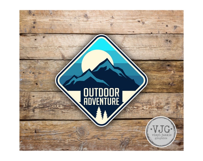 Outdoor Adventure  Sticker Decal Bumper Sticker for Auto Cars Trucks Windshield Windows Laptop RV Camper