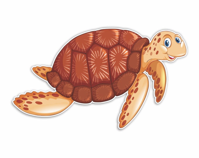 Brown Sea Turtle Sticker Decal Bumper Sticker for Auto Cars Trucks Windshield Windows Laptop RV Camper Kayak