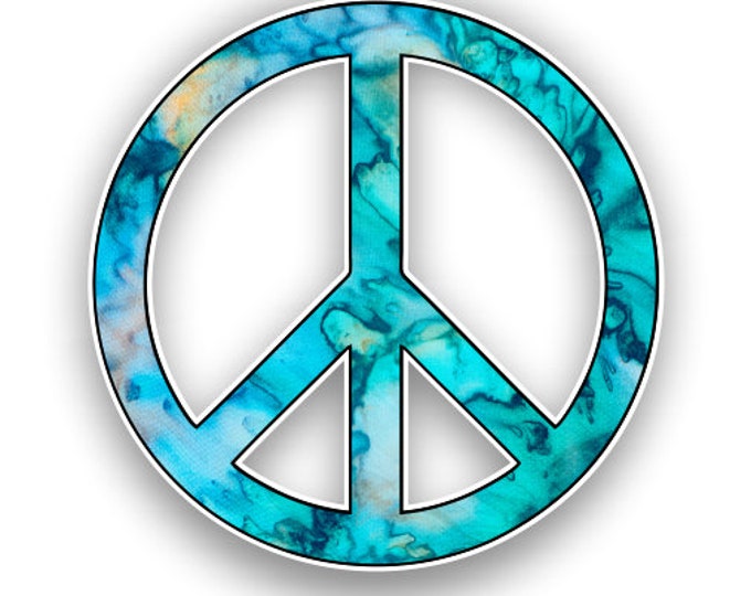 Peace Sign Cyan Dream Tie Dye Pattern  Sticker Car Motorcycle Bicycle Skateboard Laptop Luggage Decals Bumper Stickers Waterproof