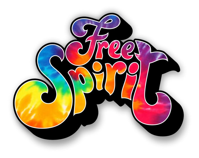 Free Spirit Rainbow Tie Dye Sticker for car truck laptop Hydro flask bottle or any smooth surface