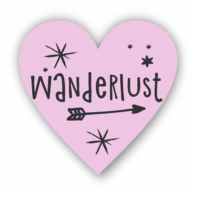 Wanderlust Heart Sticker - Etsy