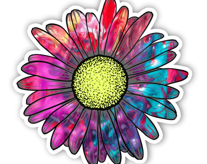 Daisy Flower Kalidescope Tie Dye Sticker Car Motorcycle Bicycle Skateboard Laptop Luggage Decals Bumper Stickers Waterproof