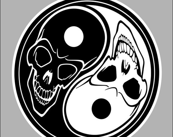 yin yang skull sticker / decal **Free Shipping**