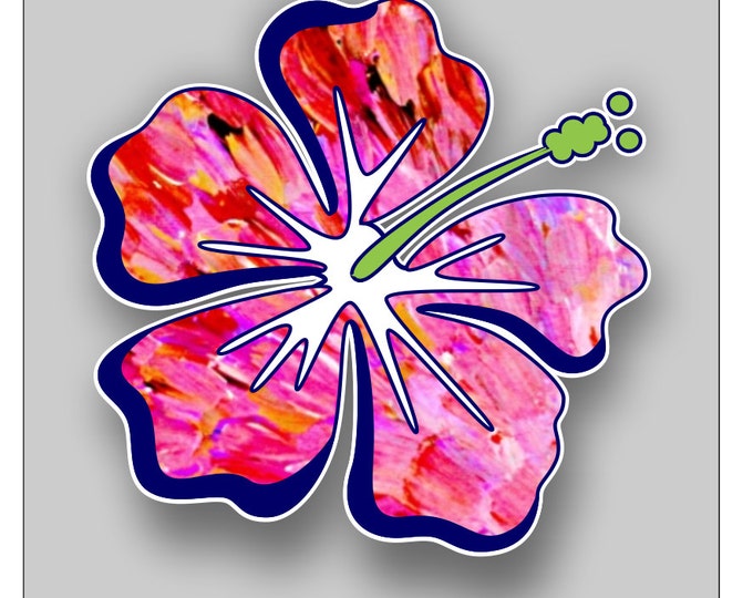 Hibiscus Flower red/pink sticker / decal **Free Shipping**