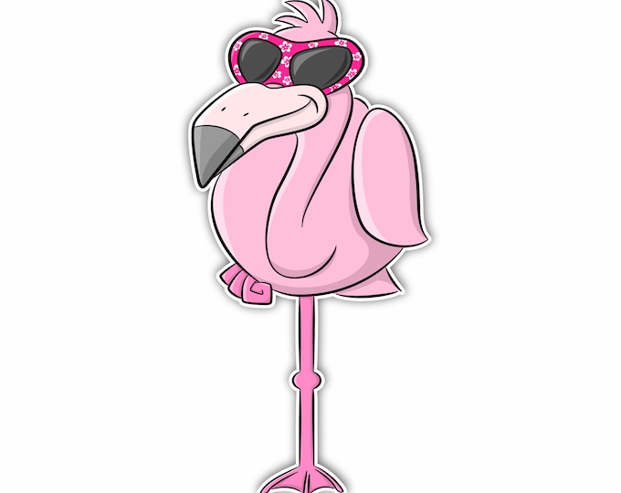 Flamingo with Glasses On One Leg Sticker Car Motorcycle Bicycle Skateboard Laptop Luggage Decals Bumper Stickers Waterproof