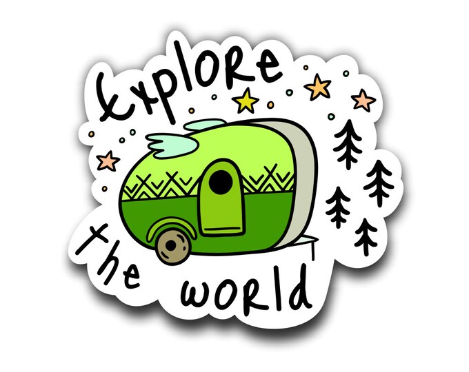 Explore the World Vinyl  Decal Bumper Sticker for Auto Cars Trucks Windshield Windows Laptop RV Camper Kayak