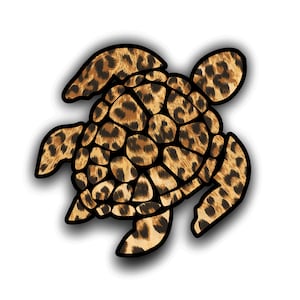 3" Leopard Print Sea Turtle Sticker laptop truck car window Decal custom printed design   **Free Shipping**