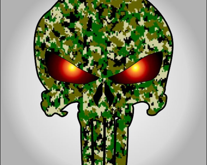 green digital camouflage Punisher sticker / decal **Free Shipping**