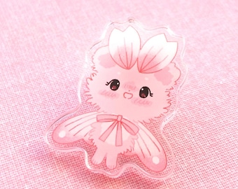 Pink Petal Mousemoth Acrylic Pin - Standard (A) Grade