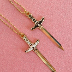 Moth Sword Enamel Necklace