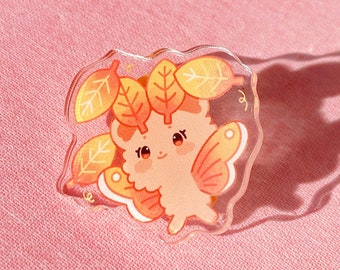 Autumn Leaf Mousemoth Acrylic Pin - Standard (A) Grade