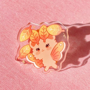 Autumn Leaf Mousemoth Acrylic Pin - Standard (A) Grade