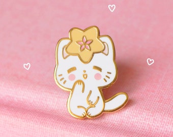 Tiny Hoya Head Kitty - Hoya Flower Cat Hard Enamel Pin- A Grade