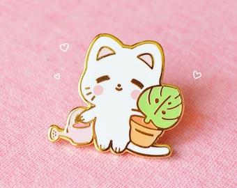 Plant Parent Kitty - Monstera Cat Hard Enamel Pin- A Grade