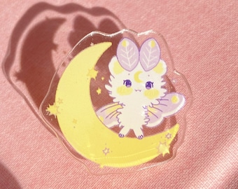 Moonbeam Mousemoth Acrylic Pin - Standard (A) Grade