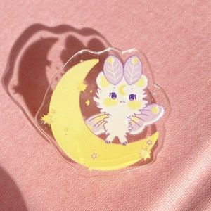 Moonbeam Mousemoth Acrylic Pin - Standard (A) Grade